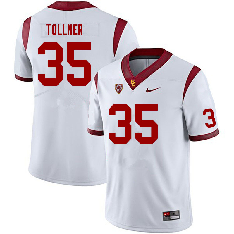Men #35 Jordan Tollner USC Trojans College Football Jerseys Sale-White